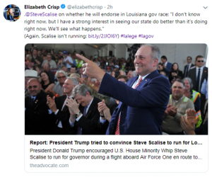 ICYMI–Scalise Joins Louisiana Republicans Dissatisfied with Abraham, Rispone
